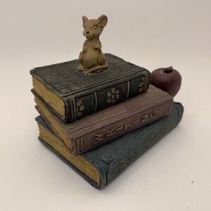 Vintage Mouse On Books Keepsake Urn Box Small Teacher Librarian
